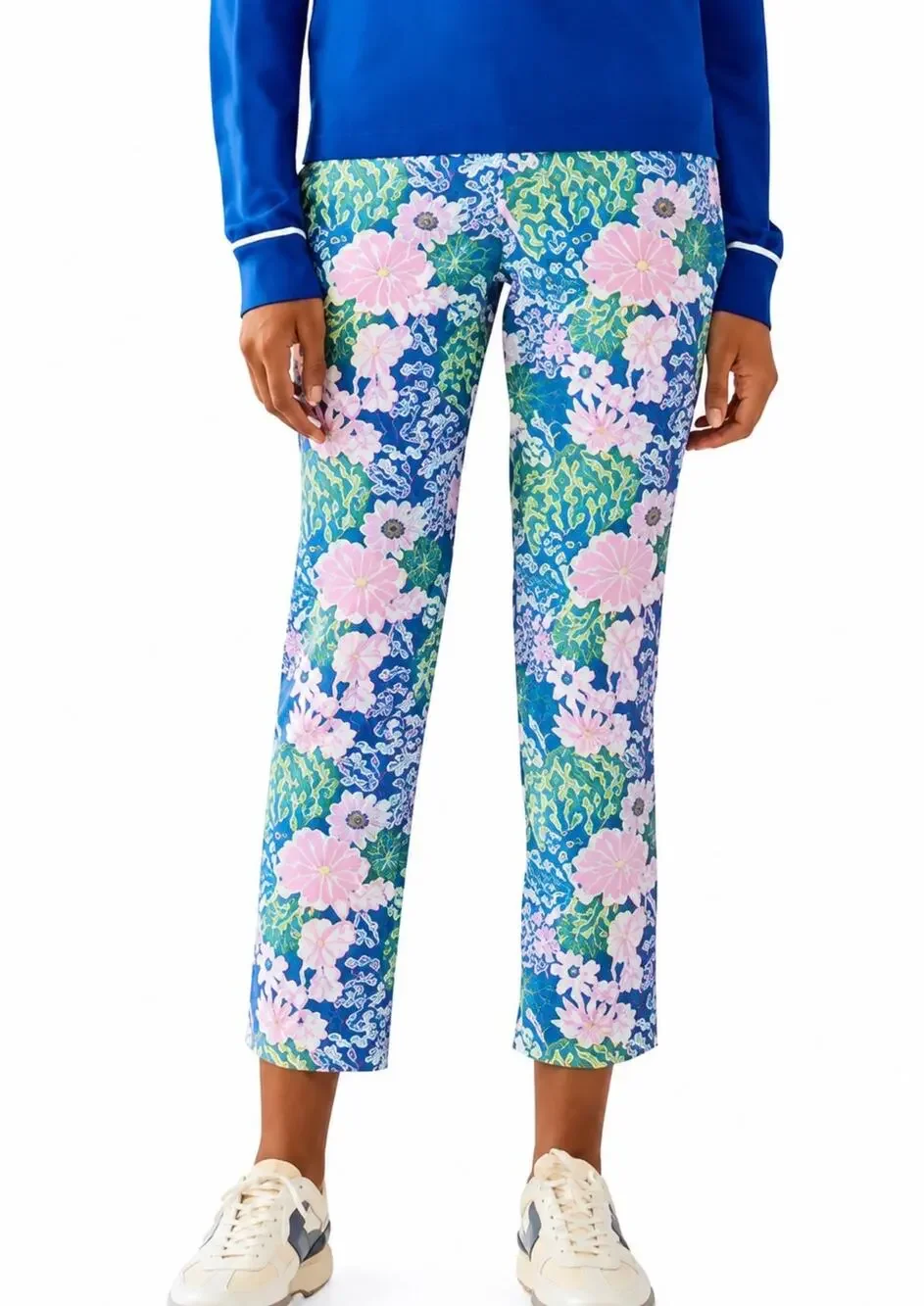 Tory Burch Plus Sport Ribbon Bouquet Printed Tech Twill Golf Pants Size 14